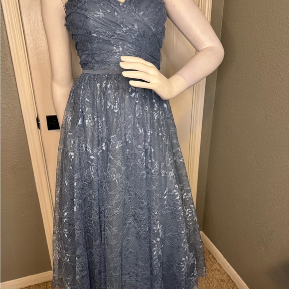 Mori Lee Bridesmaid, Social, Formal, Prom Dresses, size 12 Color Slate Blu - Picture 3 of 15